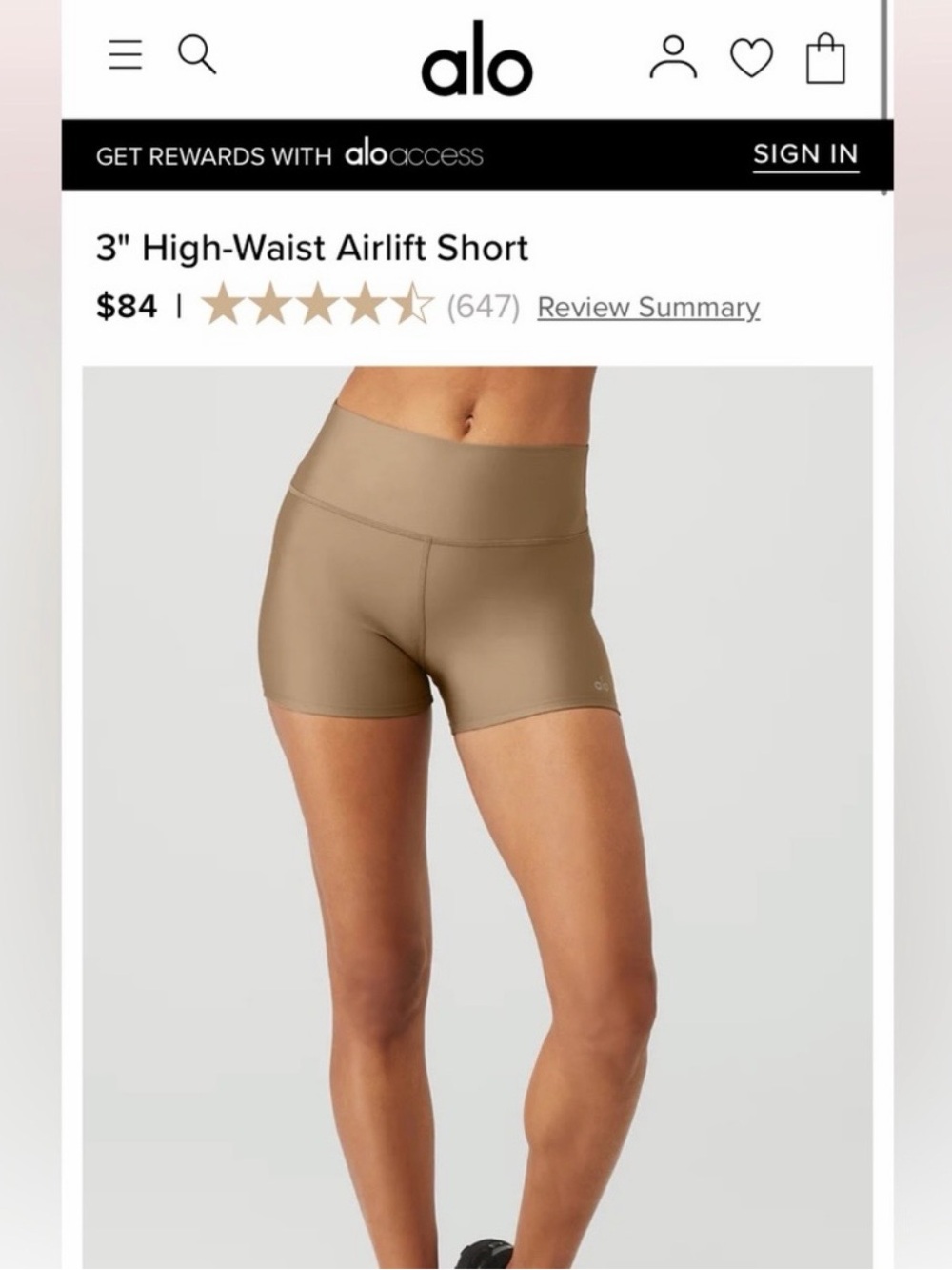 ALO Yoga 3” High-Waist Airlift Short in Gravel/XS